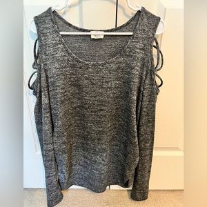 Gray cold shoulder top